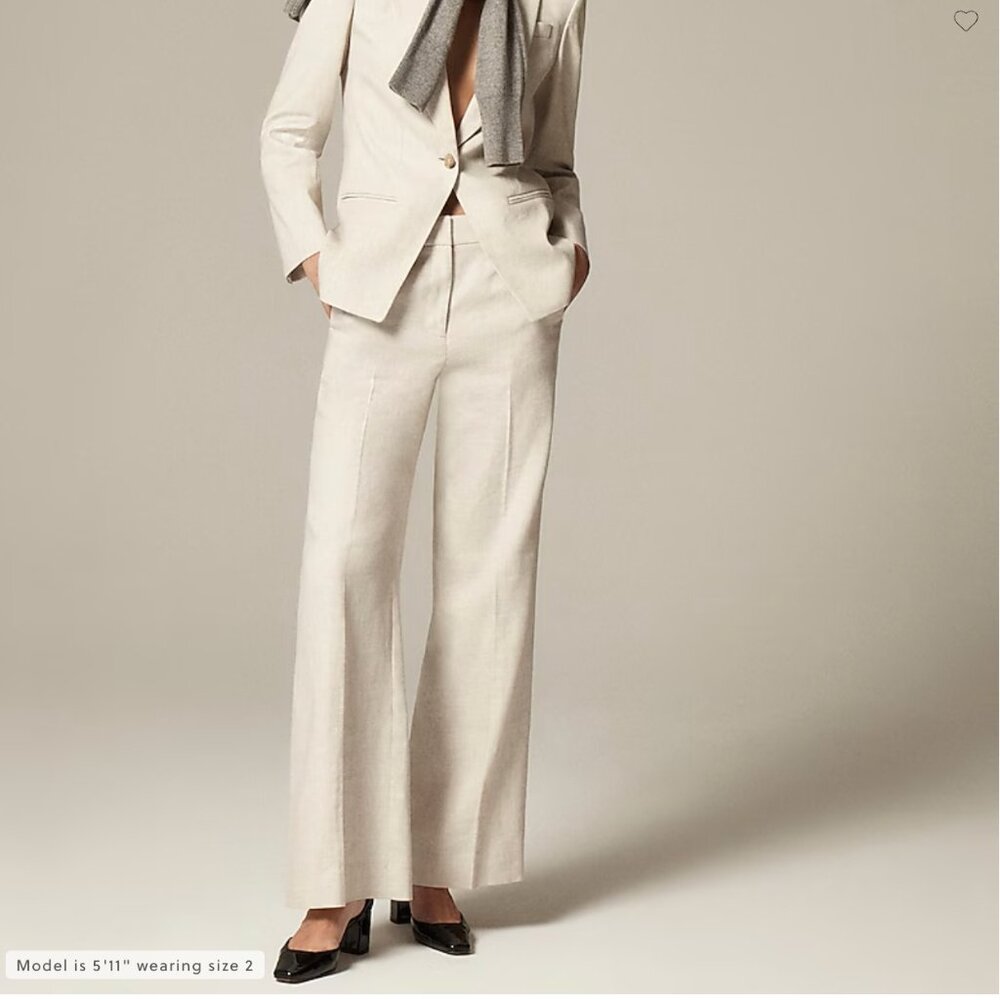 J. Crew Carolina Flare Pant in stretch linen blend - Flax Ivory
